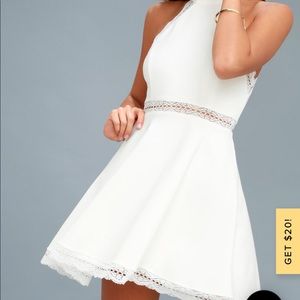 Lulus “Reach Out My Hand White Lace Skater Dress”